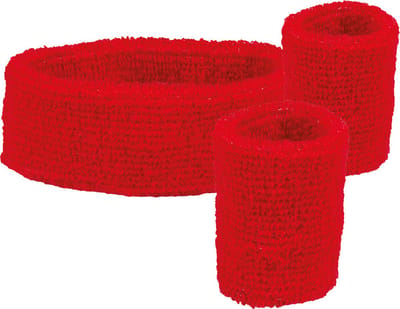 Boland - Set 3 zweetbandjes rood Rood - Één maat - Volwassenen - Unisex - 80's & 90's - Disco- Sport