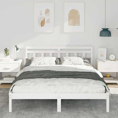 vidaXL - Bedframe - Wit - 160 - x - 200 - cm - Massief - grenenhout