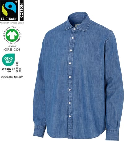 Cottover DENIM SHIRT COMFORT MAN - GOTS GECERTIFICEERD 141036 - Blauw - 36