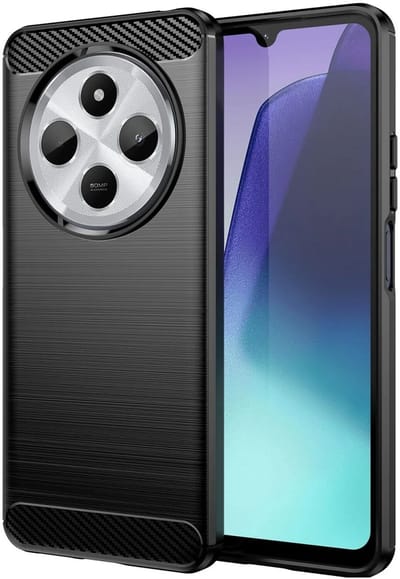 Geborsteld TPU Hoesje Geschikt voor Xiaomi Redmi 14C | Beschermhoes | Back Cover | Flexibel TPU | Stijlvol Carbon | Dun | Zwart