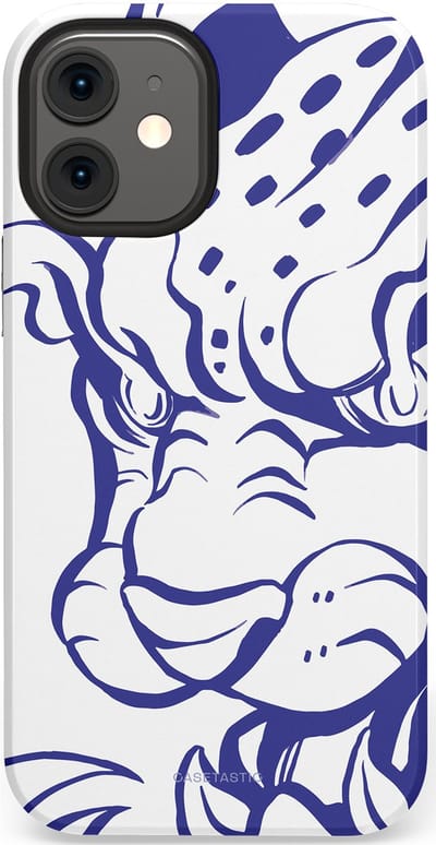 Casetastic Hoesje Geschikt voor Apple iPhone 12 Mini - Stijlvolle Beschermende Duo-layer Case - Blauwe Panter Hoofd