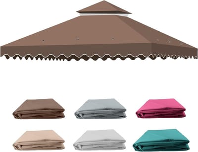 Vervangend dak, paviljoen, 3 x 3 m, waterdicht, stabiel, winterbestendig, dubbel dak met luchtventilatie, 2-laags paviljoendak, anti-uv, afneembaar gaas, vervangend dak voor tuin/camping/terras