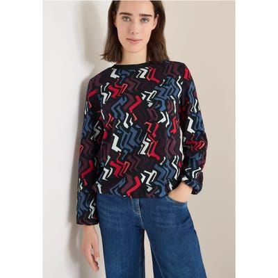 Blouse met print en glitter