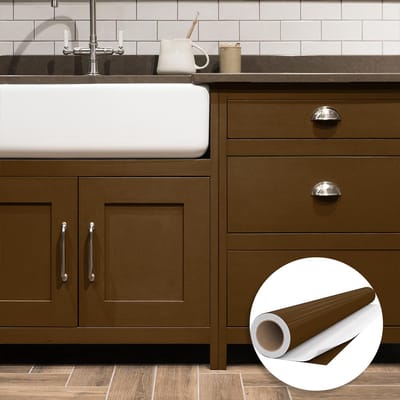 Waterdichte zelfklevende vinylsticker op rol per meter - Afwasbare sticker voor keuken, meubels, kasten, deuren - 60 cm x 10 m - Chocolade