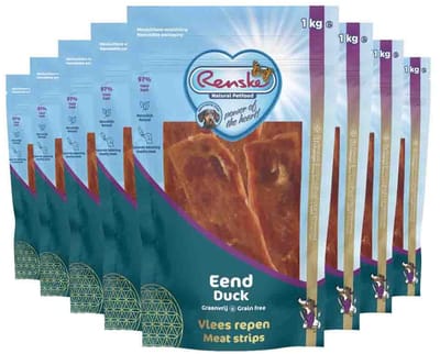 Renske Gezonde Beloning Vleesrepen Hondensnack Eend - 8 x 1 kg - Voordeelverpakking