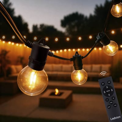 Ledvion - Dimbaar Lichtsnoer Buiten 16.5M - 30 LED Lampen - IP54 Waterdicht - 2200K - Warm Wit - Tuinverlichting Sfeerverlichting