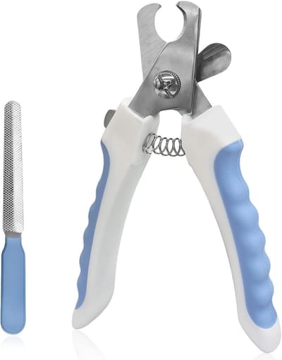 Professionele klauwschaar voor katten in blauw en wit - Perfect voor het knippen van nagels, veilig en gebruiksvriendelijk