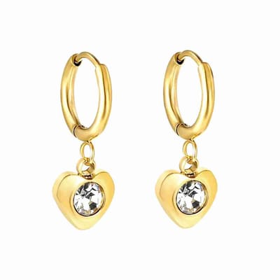 WeLoveSilver - chirurgisch stalen oorringen - hartje met kristal - 20 mm