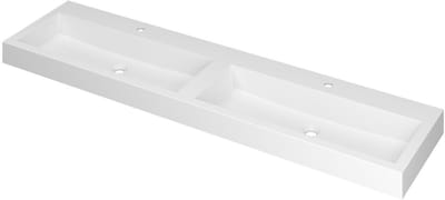 INK Momento Wastafel Polystone Dubbel met 2 Kraangaten - 1800x450x90 mm - Mat Wit