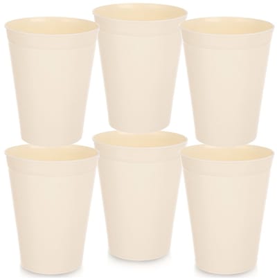 Mokken Plastic Crème 300 ml 6 stuks - Set - Bekers - Koffiebekers - Kopjes - Koffiemok