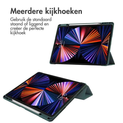 imoshion Tablet Hoes - Geschikt voor Apple iPad Pro 12.9 (2022) / Pro 12.9 (2021) / Pro 12.9 (2020) / Pro 12.9 (2018) - Trifold Hardcase Bookcase - Groen