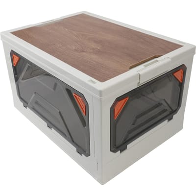 Bacs de rangement pliables empilables multipurpose grande capacité boîte de rangement en plastique avec couvercles pour camping voyage extérieur gray