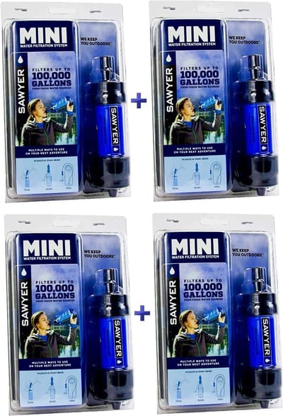 Sawyer Mini SP128 Waterfilter Set - 4x Blauw