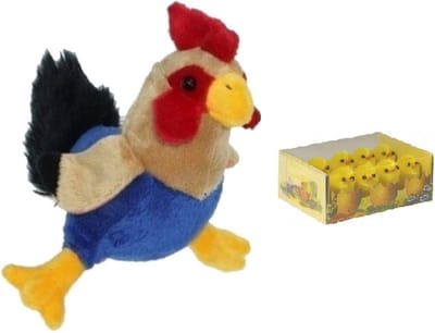 Pluche kippen / hanen knuffel van 20 cm - met 8x stuks mini kuikentjes 3 cm - Paas/pasen decoratie