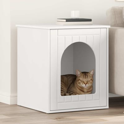 vidaXL Kattenhuis Wit 53 x 52 x 62 cm Bewerkt hout