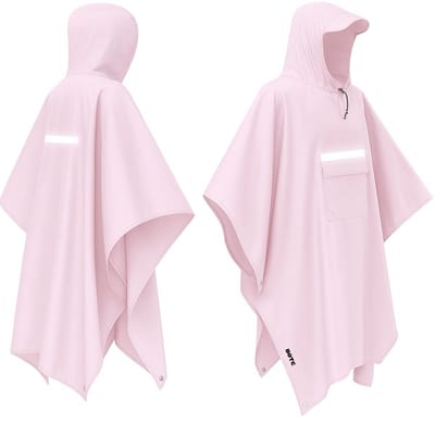 BOTC Poncho - Reflecterende Regenponcho - Fietsponcho Fiets - Met Reflecterende strips - Unisex - Dames & Heren - Waterdicht - Roze