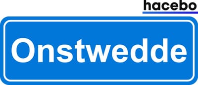 Hacebo - Plaatsnaam Sticker - 29x10 CM - Onstwedde sticker - Verkeersborden sticker - grappige cadeaus - Onstwedde