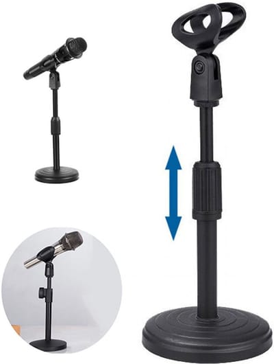 KZQ Microfoon tafelstatief - Microfoonstandaard - In hoogte verstelbaar - 35cm - Mic Stand - klapmicrofoon - Ronde basis - Zwart