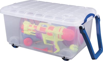 Really Useful Box opbergkoffer op wieltjes 64 l, transparant 4 stuks