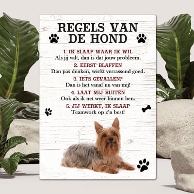 Spreuken - Australische Silky Terriër - Regels Van De Hond - Spreuken Bordjes - Spreukenbord - Tekstborden - Cadeau - Hondenras