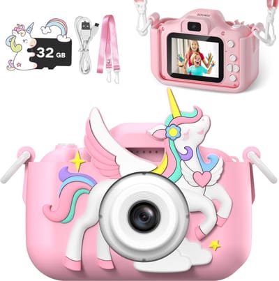 Sounix Digitale Kindercamera - 32GB SD-kaart - 1080P video - Digitale Kindercamera HD 1080p - Fototoestel voor Kinderen - Roze