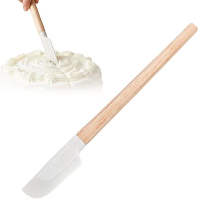 Keukenspatel - Mengschraper - Koken en bakken - Hittebestendig siliconen - 23 cm - Natuurlijk hout