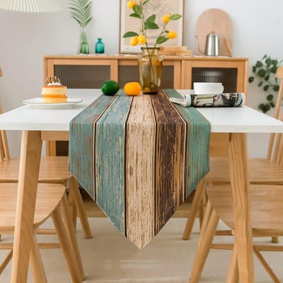 Tafelloper groen moderne woonkamer placemats linnen antiek oud hout tafelloper ruimte sets blauw-beige bruin placemats voor eettafel feest bruiloft wassen 33x183cm