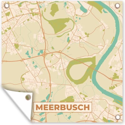 Tuin poster Meerbusch - Plattegrond - Stadskaart - Kaart - Vintage - 200x200 cm - Tuindoek