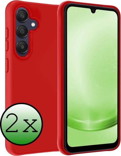 Hoesje 2 Stuks - Geschikt voor Samsung Galaxy A25 - Sterk & Shockproof - Case Siliconen - Back Cover - Telefoon Hoes - Rood