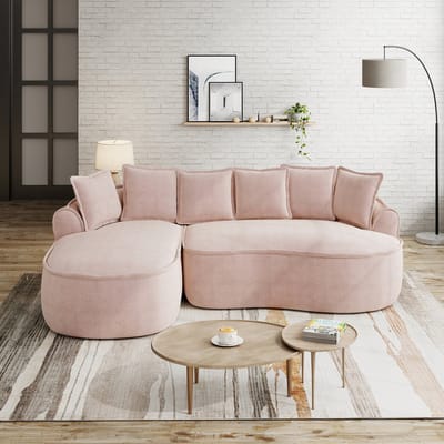 MODFU Modulair Bankstel - Frameloos En Uitklapbaar - Modern - Voor Woonkamer - Chenille - Roze
