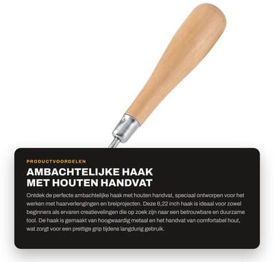 Dailygoods- Haak 6,22 Inch - Houten Handvat - Ambachtelijke Haak - Breigereedschap - Duurzaam - Comfortabel in Gebruik - Haaknaald