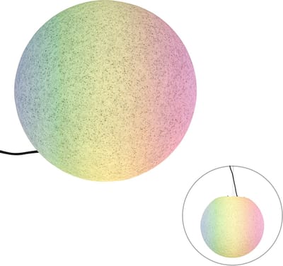 QAZQA nura - Moderne Dimbare LED Vloerlamp | Staande Lamp bol met Dimmer - 1 lichts - H 63.7 cm - Grijs - Buitenverlichting