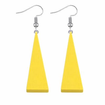 Zilver hout- oorhangers -geel -Saheli -Charme Bijoux