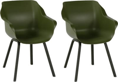 Hartman Sophie armchair tuinstoel met armleuning - Groen - set van 2 - zwart element onderstel