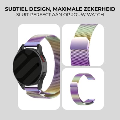 Strap-it Milanees bandje / Milanese band geschikt voor Samsung Galaxy Watch 7 (40 & 44mm) / Galaxy Watch 6 40mm & 44mm / Galaxy Watch 6 Classic / Galaxy Watch 5 40 & 44mm / Watch 5 Pro / Watch 4 / Watch 4 Classic / Watch FE - regenboog