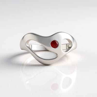 Cavill - Zilveren ring met platina afwerking - 0,088ct Tanzania robijn - Ronde briljant geslepen - Bezel zetting - Modern & Elegant