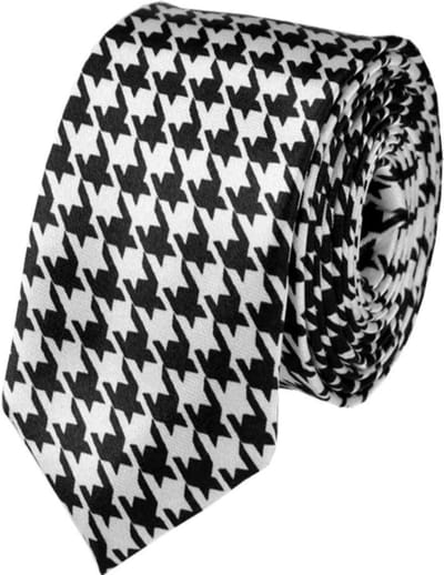 Fako Fashion - Skinny Stropdas - Smal - 5cm - Print - 145cm - Pied De Poule Zwart/Wit