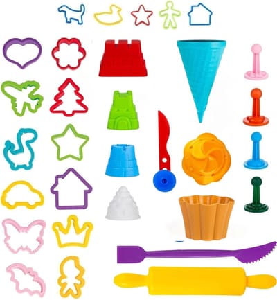 Sensorisch Zand, kinetisch Gereedschapset - 30 Stuks Kneedgereedschap, Klei Gereedschap en Deegaccessoires voor Modelleren en Boetseren voor Kinderen