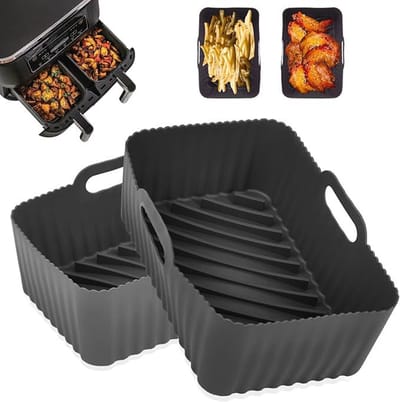 YAGXIG Siliconen bakmat voor airfryer - Rechthoekige siliconen bakmat - Herbruikbaar - Airfryer accessoire - Geschikt voor alle airfryers met dubbele laag en een inhoud van 7,6 tot 10,4 liter
