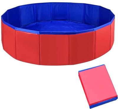 CLGP® Hondenbadje Kattenbadje - Opvouwbaar Zwembadje - Dieren Verzorgen - Rood met blauw