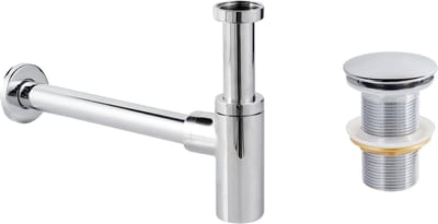 MAFREDI - Wastafel sifon met klik afvoer - Zilver - Messing