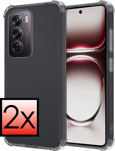 Hoesje - 2 Stuks - Geschikt voor OPPO Reno 12 - Sterk & Shockproof - Siliconen Case - Back Cover - Telefoon Hoes Shock Proof - Transparant