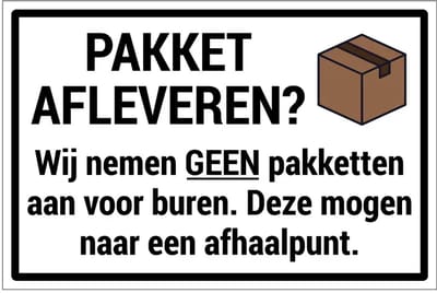Geen pakketjes aannemen afhaalpunt sticker | 18 x 12 cm