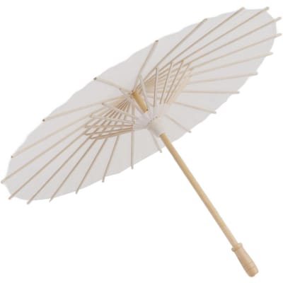 Parasol en papier pour enfants en bambou et papier de style chinois élégant parapluies en papier blanc DIY pour la décoration 40cm/15.7in beige
