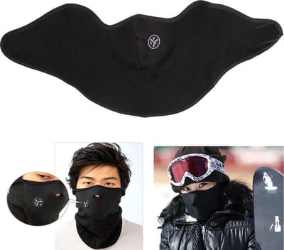 Fleece Skimasker | Sjaal Bandana | Nekwarmer | Face Mask | Gezichtsmasker | Colsjaal | Wintersport | Skiën | Snowboarden | Motorrijden | Scooter rijden | Wielrennen | Mountainbiken |  Thermo Winddicht | Zwart