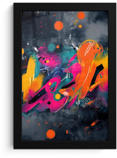 Poster in lijst - Fotolijst 20x30 cm - Posters - Abstract - Graffiti - Kleurrijk - Verfspatten - Posterlijst zwart - Decoratie - Wanddecoratie woonkamer - Muurdecoratie slaapkamer