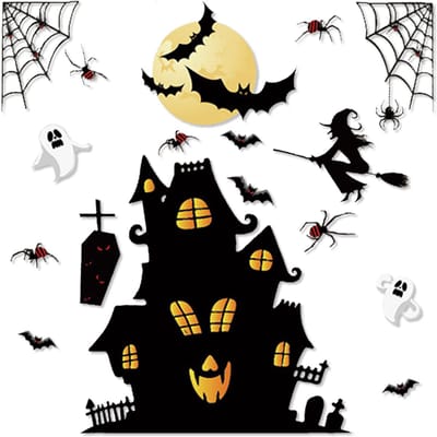 BTH - Raamstickers - Halloween - Spookhuis - Stickers - Stickervellen - Halloween Decoratie - Stickervel - Raamdecoratie