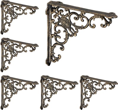 6x plankdrager - plankendragers antiek - schapdragers - planksteunen - brons