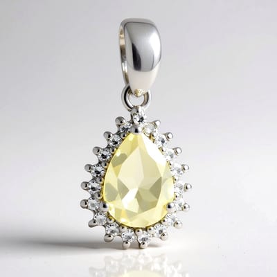 Cavill - Zilveren Hanger 925 Sterling Zilver - Orthoklaas 0,59 ct Druppelvormig - 19 Witte Topazen 0,098 ct - Elegant Dames Sieraad