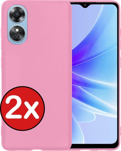 Hoesje - 2 Stuks - Geschikt voor OPPO A17 - Sterk & Shockproof - Telefoonhoes - Back Cover - Case Siliconen - Telefoon Hoes - Lichtroze